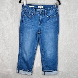 NYDJ Jeans Womens 2 Blue Marilyn Straight Crop Cuff Hem Stretch Lift Tuck Casual